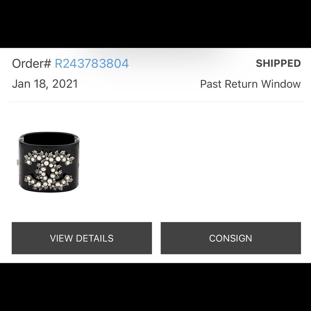 CHANEL-AUTHENTIC (Preowned) Black Faux Pearl & Silver Leaf Hinge Bracelet - Picture 8 of 15